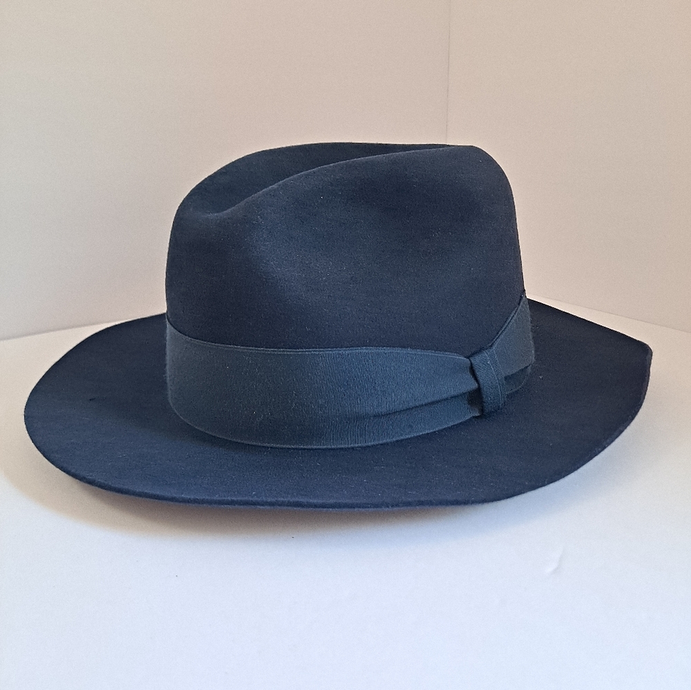 Vintage Beaver Brand Fedora Navy Blue